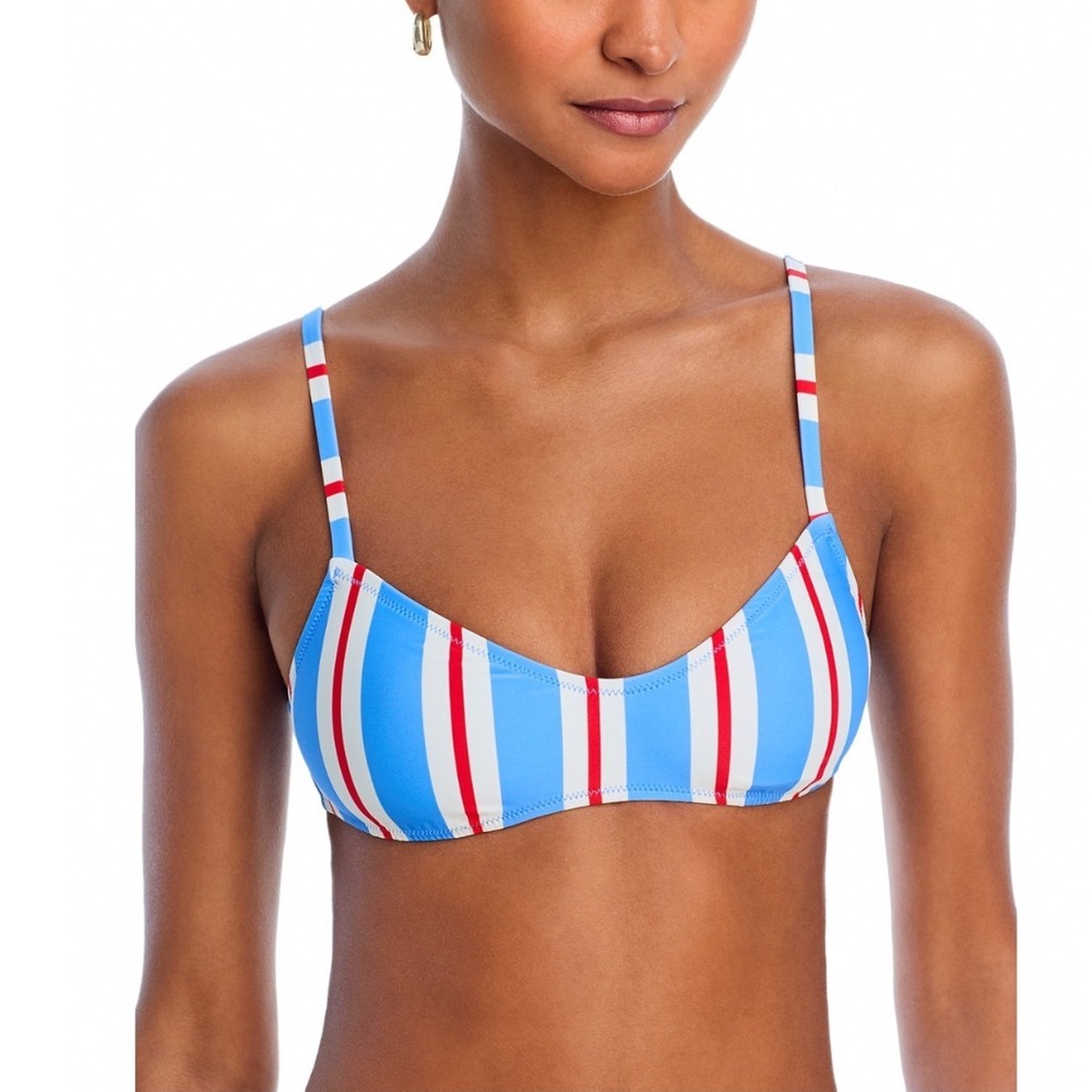 Solid & Striped The Rachel Bikini Top Americana Stripe Blue Red White XL NEW